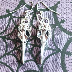 Handmade Bird Skull Hypoallergenic Earrings